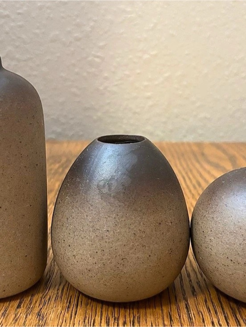 Set of 3 Brown Ceramic-Style Vases